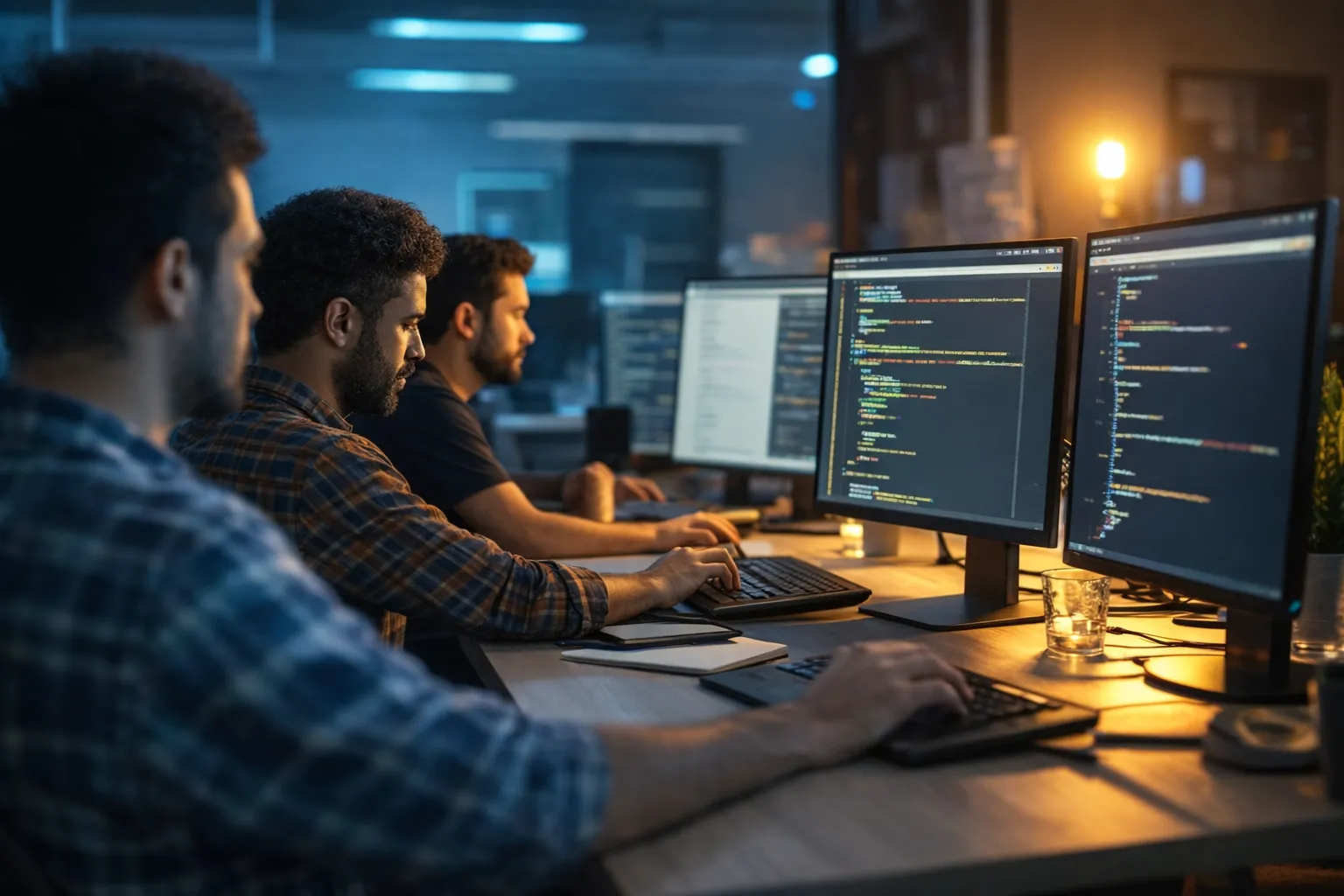 Genifai technology team collaborating on an AI project